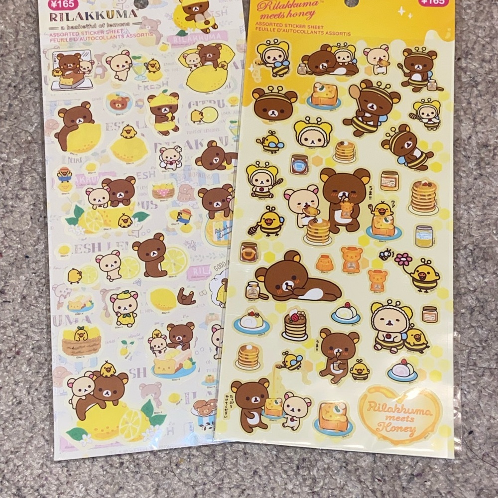Rilakkuma sticker set featuring bees and honey - 2 sheets